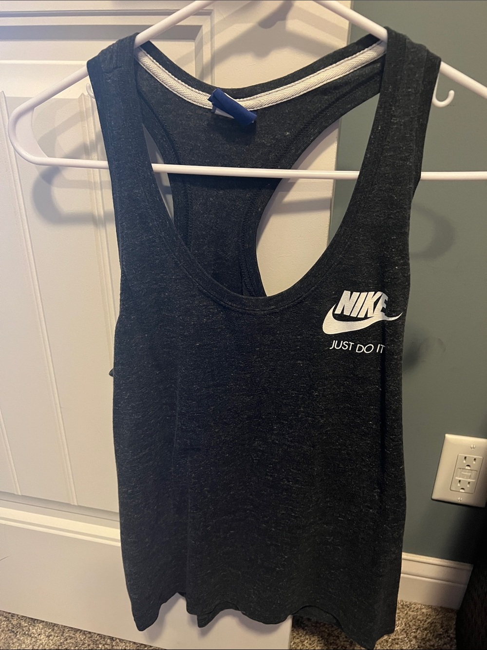 Nike Black Heather Racerback Tank with White Swoosh